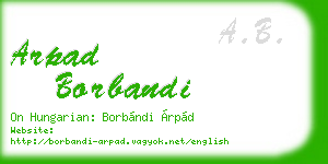 arpad borbandi business card